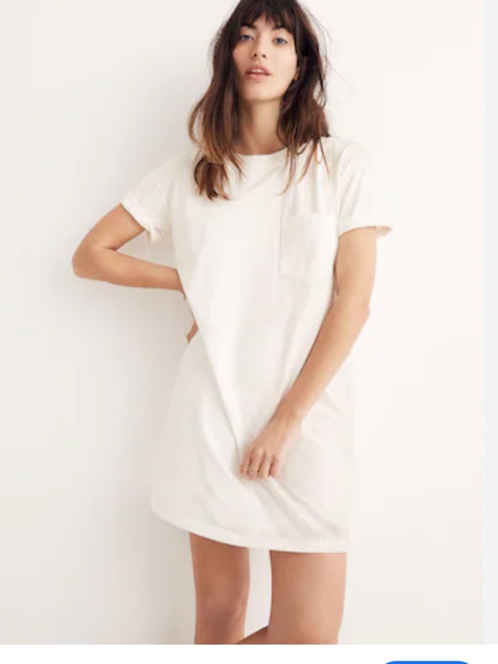 Madewell Cream Short Sleeve Pocket Tee Dress